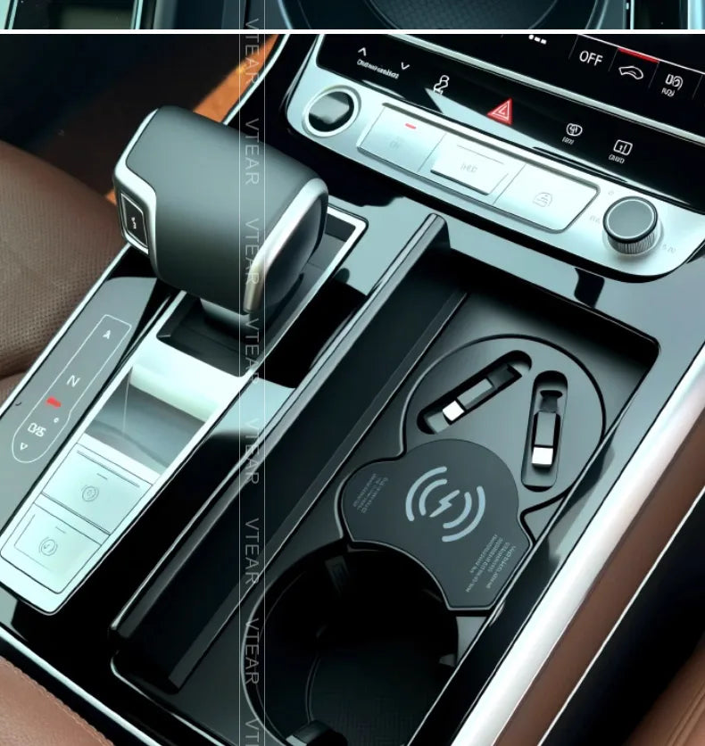 For Audi Q7 2020-2025/ Audi Q8 2017-2025 Car Wireless Charger with Expansion Cable Dual Port Type-C Fast Charging Adapter