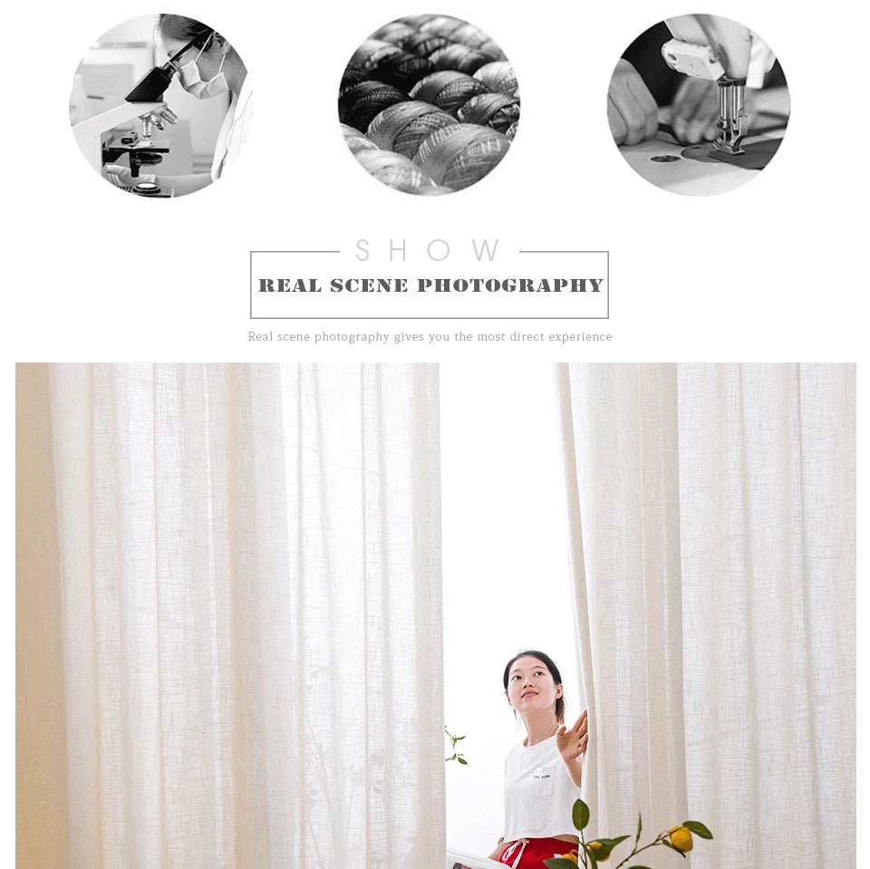 Thick Linen Look Sheer Curtains for Living Room Tulle Curtains for Bedroom Window Kitchen Door Curtain Short Rideaux Chambre