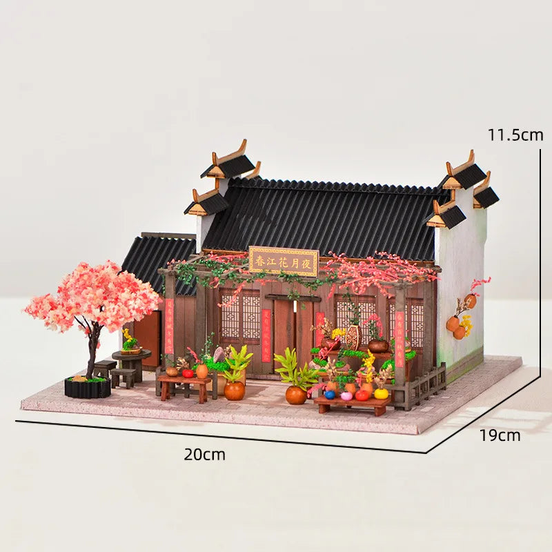 16 DIYJapanese Chinese style handmade wooden doll house Oden cooking car stall creative birthday gift collector decoration