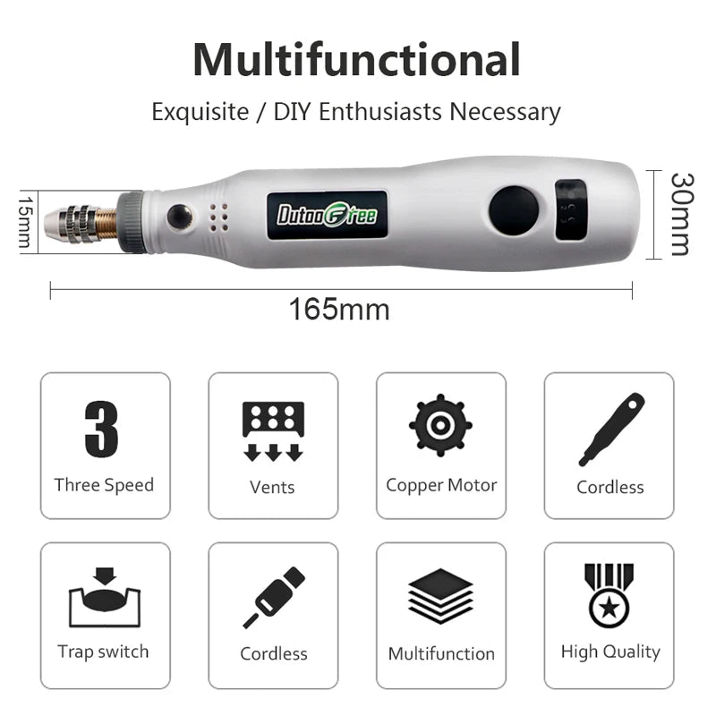 3 Speed USB Cordless Rotary Tool Dremel DIY Mini