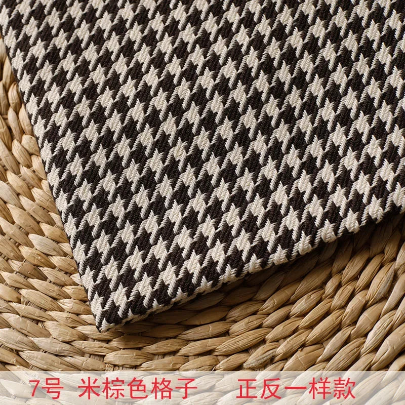 High-end Thousand Bird Grid Sofa Fabric Thickening Plaid Cotton Linen Cloth Tablecloth Pillow Cushion Cover Handmade DIY Fabric