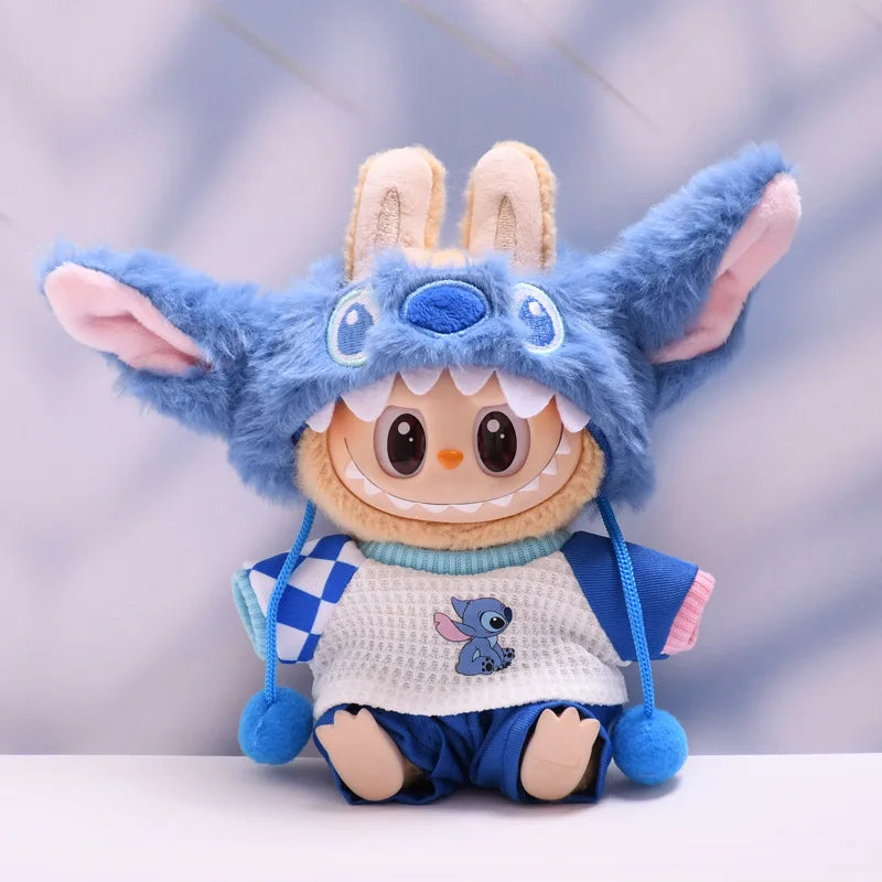 Kawaii Stitch Doll Clothes 15-17Cm Plush Doll Clothes Hat Set Doll Replacement Cartoon Doll Accessories Pet Clothes
