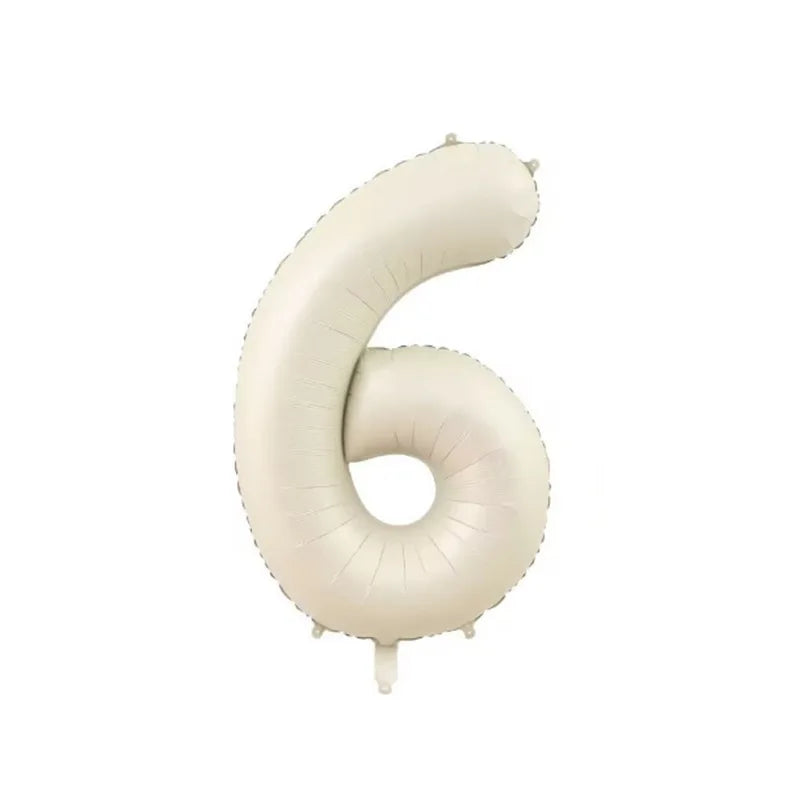 10/5/1Pc Brown Beige Cream 18inch Heart Balloons Cream Number Balloons 1 2 3 4 5 6 Birthday Number Foil Balloon Helium Air Globo