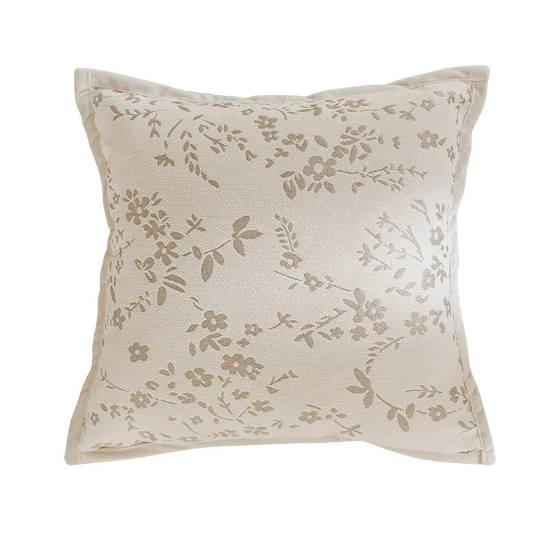 Cream Style Plush Sofa Pillowcase Ins Style Living Room Decorative Flower Pillow Bedside Cushion Bed Waist Backrest