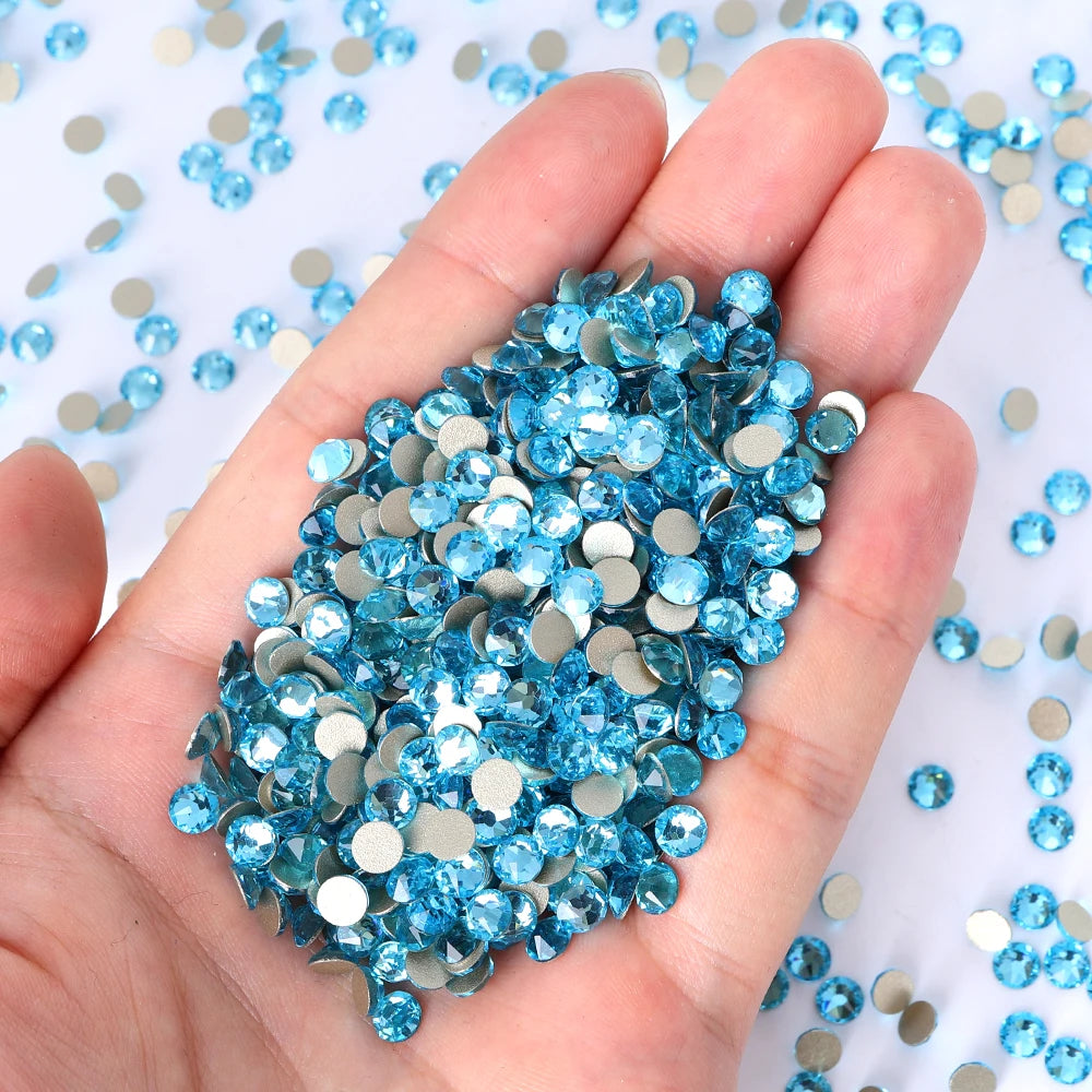 SS10-SS30 2088 Blue 8 Big 8 Small Non Hotfix Diy Strass Crystal Rhinestones Stick On Nail Art Decorations DIY Needlework Clothes