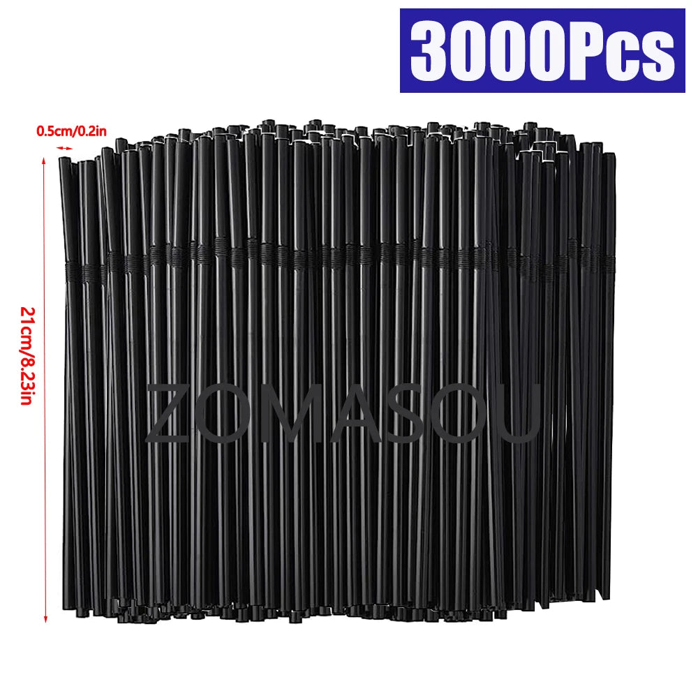 50,3000Pcs Black Drinking Straws Cocktail rietjes, Milk Tea Bar Party Wedding Kitchen Home Accessories Beverage Straw Wholesale