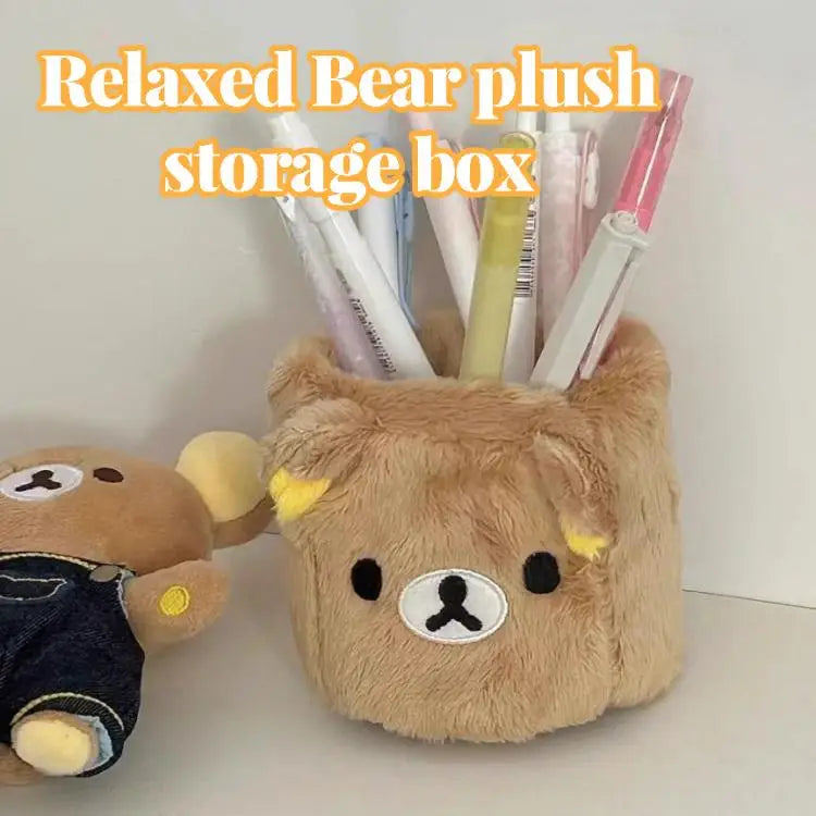 New Cute Rilakkuma Pen Holder Cartoon Anime Pen Container Desk Organizer Decorations School Students Gifts Stationery Supplies