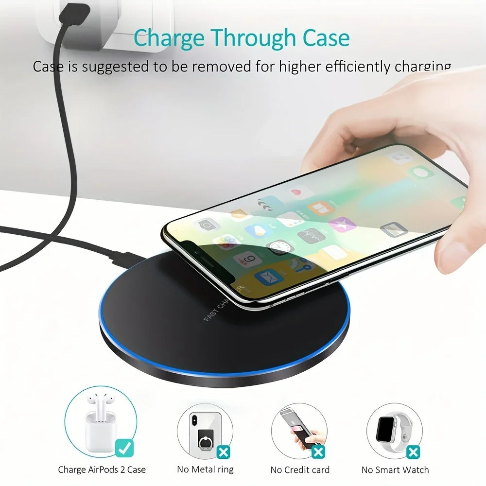 15W Wireless Charger Pad Stand for iPhone 17 16 15 14 13 12 XR Samsung S22 S21 Xiaomi Phone Chargers Fast Charging Dock Station