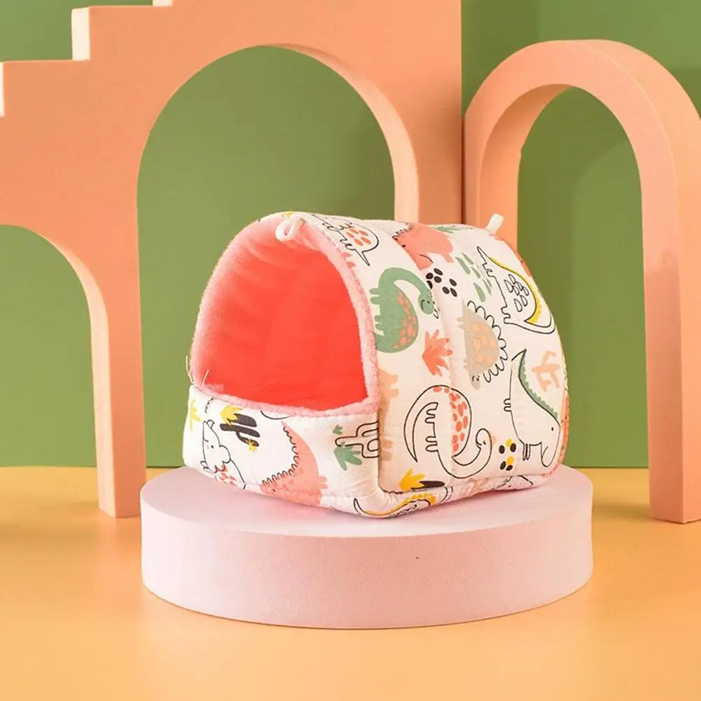Winter Cute Cartoon Rabbit Squirrel Mini Cage Guinea House Pig Pet Soft Animal Bed Mat Small Warm Hamster Nest Sleeping S5W0