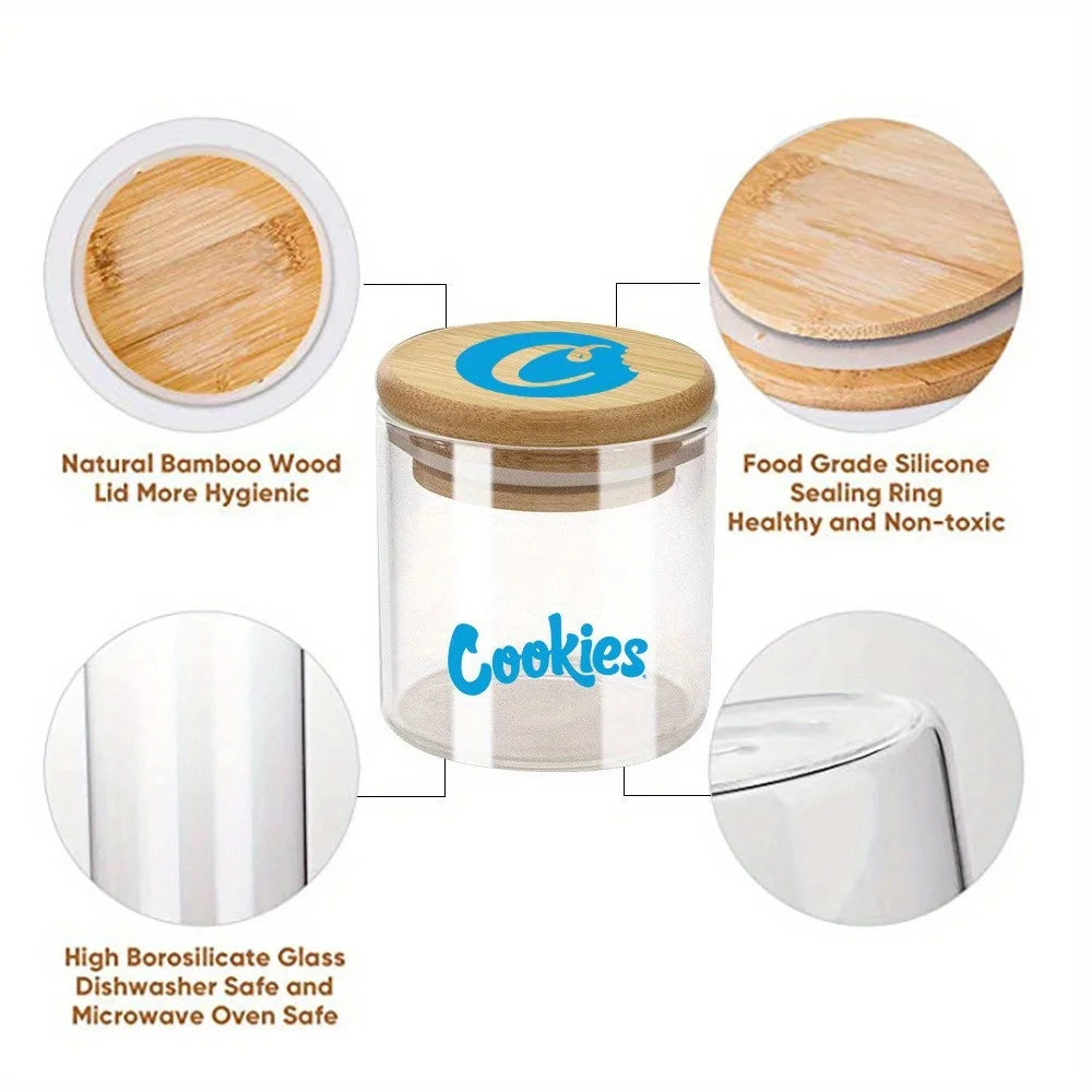 Glass Storage Jars with Airtight Bamboo Lid for Serving Tea, Coffee, Spice, Candy, Cookie