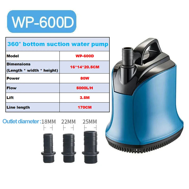 Submersible pump, low water level silent filtration circulation pump, small aquarium water pumping bottom suction pump