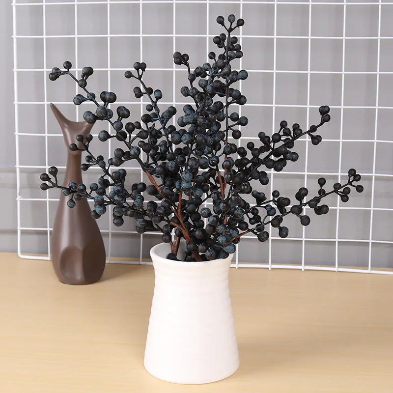 Christmas Red Berry PE Artificial Flower 1PC Fake Berries Christmas Wreath Handmade Accessories Home New Year Decorations