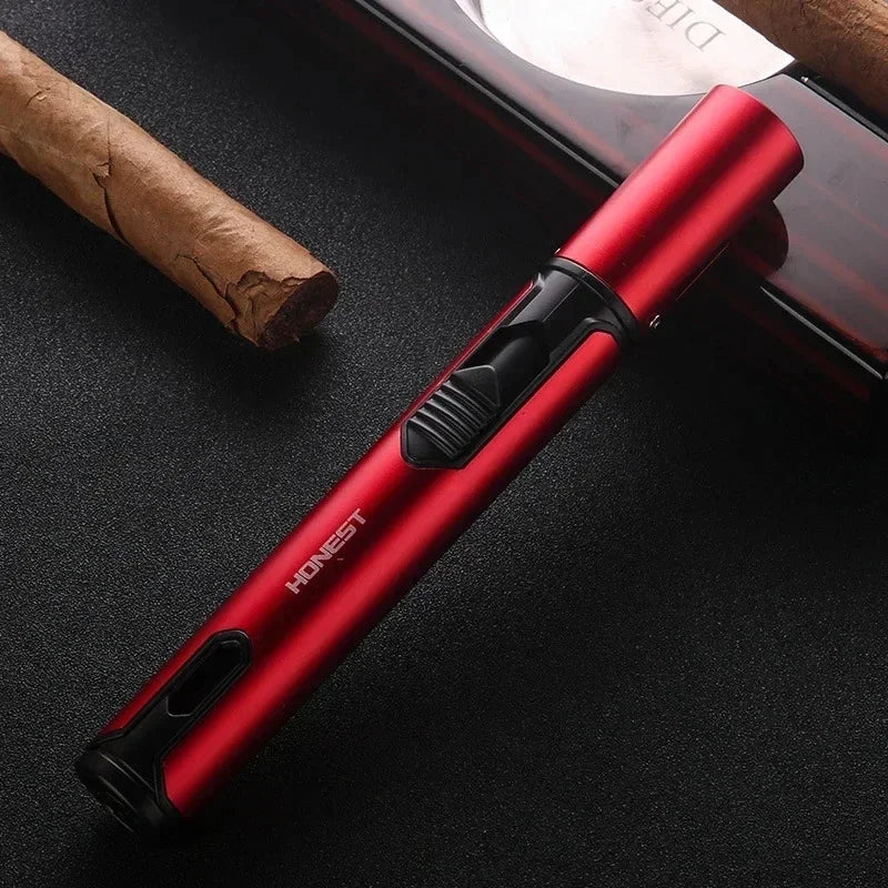 HONEST Metal Windproof Lighter Refillable Pen Torch Lighter Jet Flame Butane Lighter Kitchen BBQ Candle Camping Men's Gadget