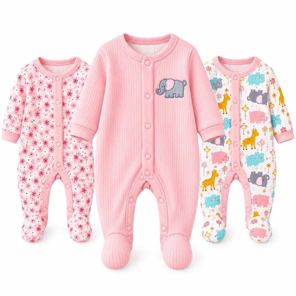 Baby Girl Rompers Long Sleeve Footed Jumpsuits Newborn Infant