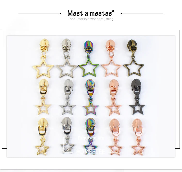 10/30Pcs Star Zipper Slider Pulls for Nylon Zippers By The Meter Bag Coat Zips Head Pullers Repair Kit DIY Sewing Accessories