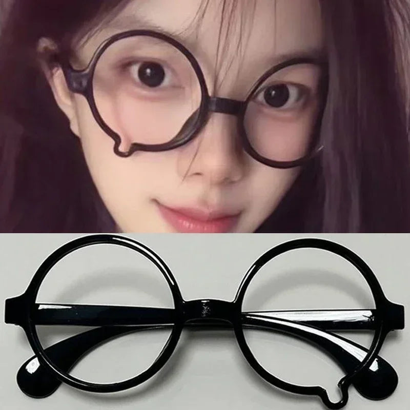 Y2K Anime Without lenses Glasses Dripping Tears Black Frame Unisex Retro Fashion Eyewear Cosplay Cute Accessories
