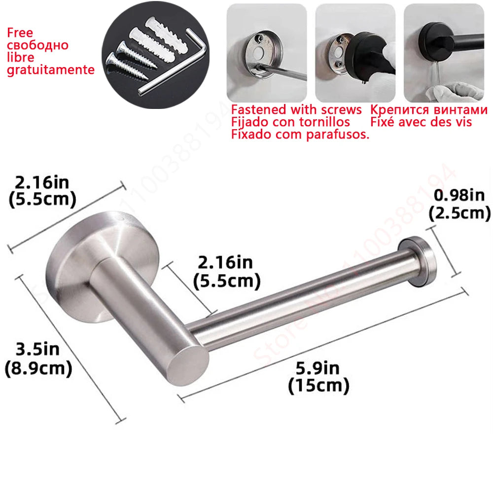 Hanging Paper Roll Towel Holder Bathroom Toilet Storage Stand Kitchen Organizer Napkin Rack Stainless Steel Adhesive Wall Mount