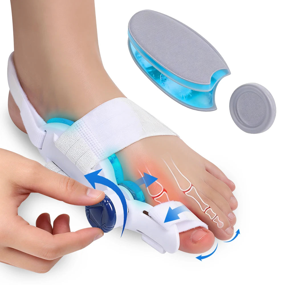 Toe Splint Bunion Corrector with Cooling Pad Adjustable Big Toe Valgus Correct Tool for Both Feet Straightening Orthopedic Thumb