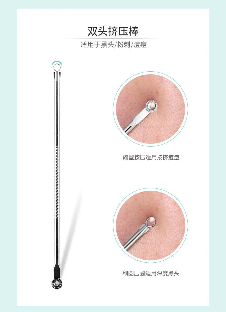 1/4pc Stainless Steel Blackhead Comedone Acne Blemish Extractor Remover Face Skin Care Pore Cleaner Needles Remove Tools