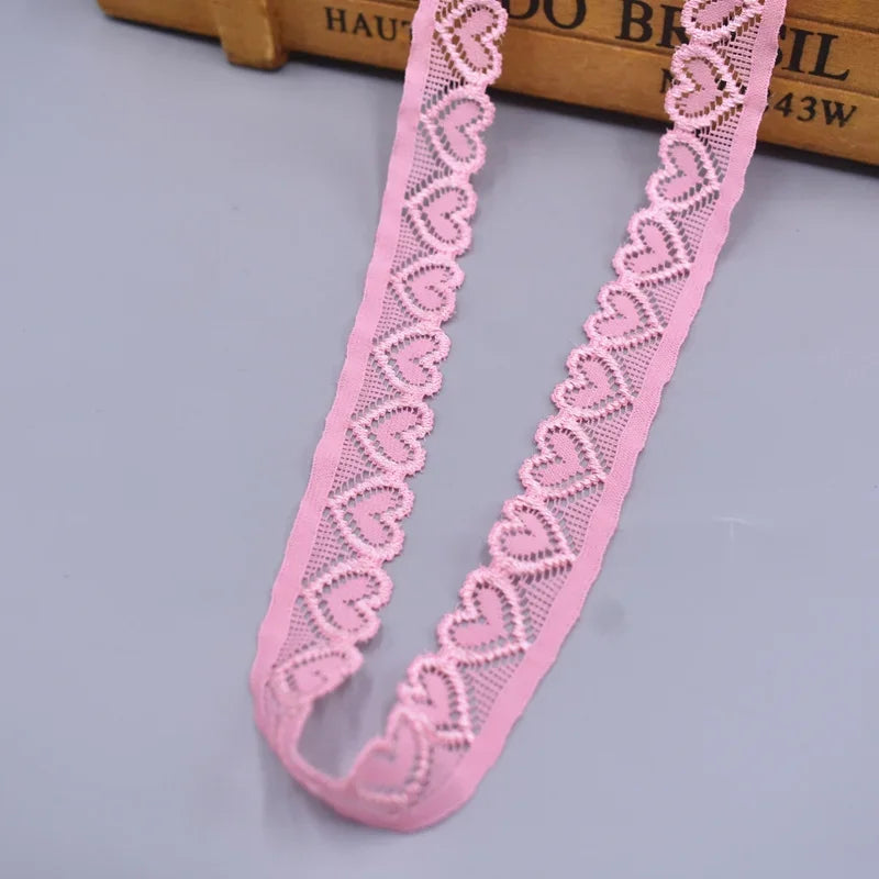 elastic lace ribbon Tape 18mm wide Trims heart-shaped stretch lace For Sewing decoration african lace fabric