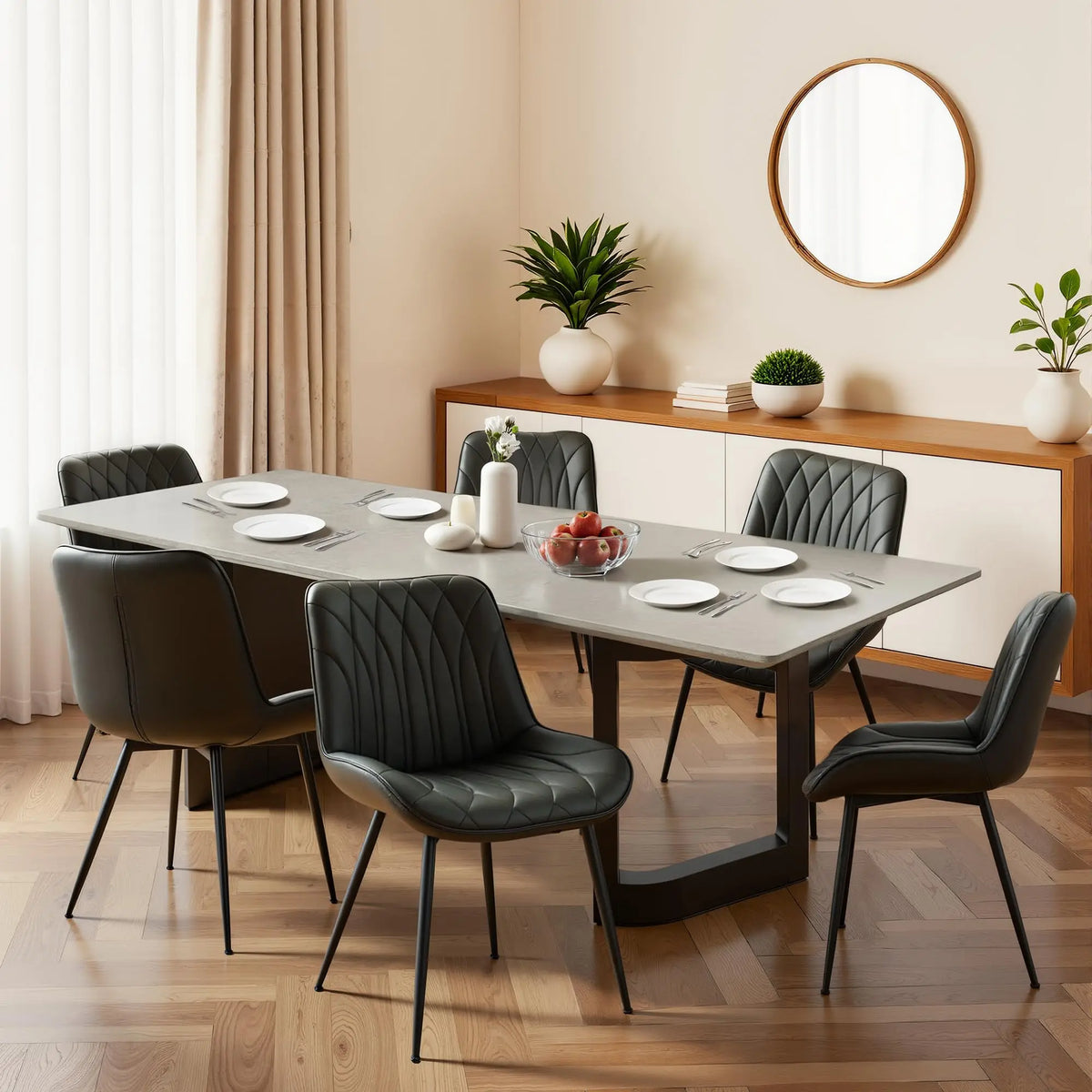 Modern Faux Leather Dining Chairs Set of 2 Upholstered