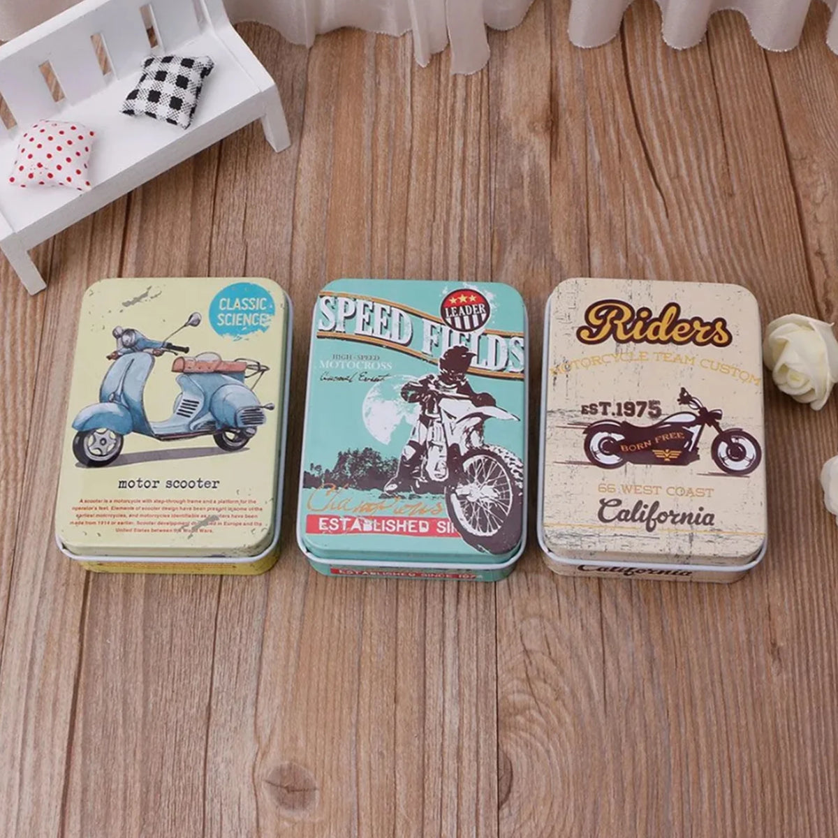 Vintage Storage Iron Box Creative Rectangular Tinplate Box For Hairpin Card Jewelry Organizer Rural Nostalgic Storage Boxes