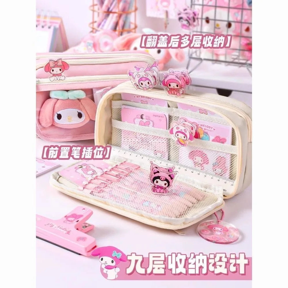 Kawaii Pencil Case DIY Set Cute Korean Stationery Supplies Pen Pouch School Desk Organizer Large Capacity Waterproof