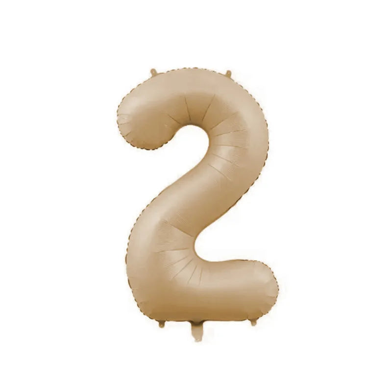 10/5/1Pc Brown Beige Cream 18inch Heart Balloons Cream Number Balloons 1 2 3 4 5 6 Birthday Number Foil Balloon Helium Air Globo