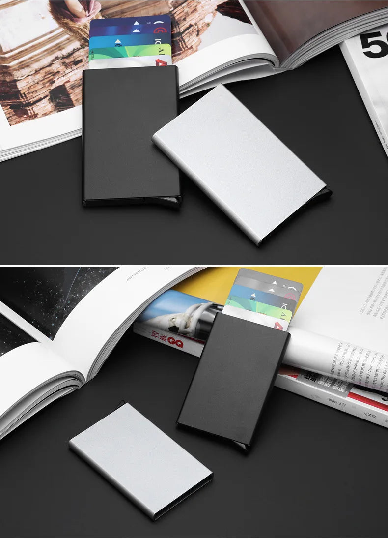 Anti-theft Aluminum Single Box Smart Wallet Slim RFID Fashion Clutch Pop-up Push Button Card Holder Name Card Case bank card bag