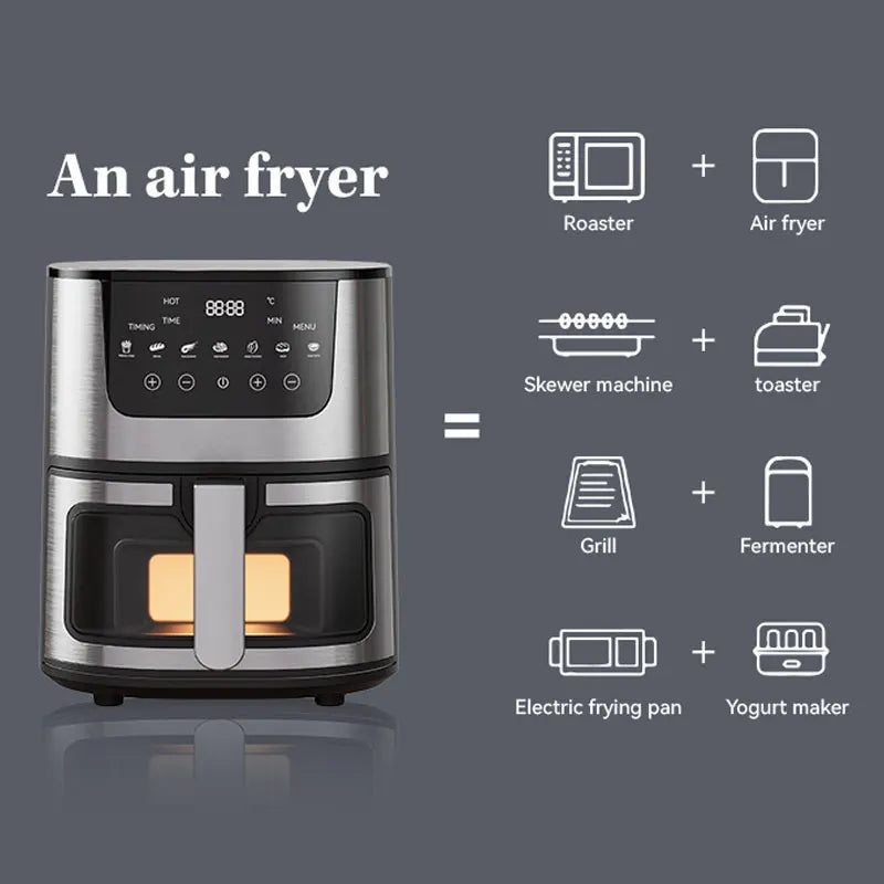 1250W Oil Free Air Fryer Oven LED Touch Panel