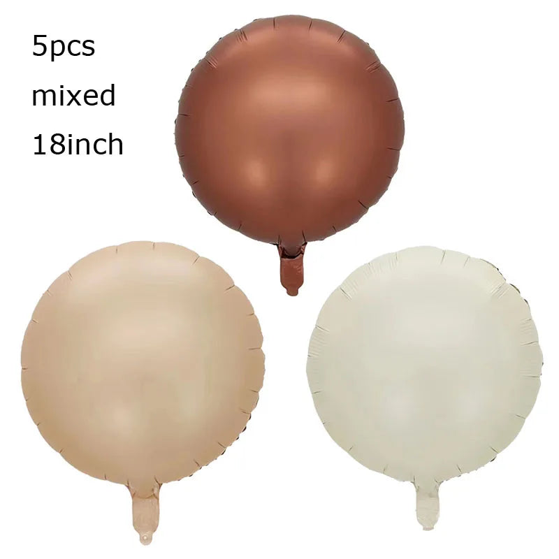 10/5/1Pc Brown Beige Cream 18inch Heart Balloons Cream Number Balloons 1 2 3 4 5 6 Birthday Number Foil Balloon Helium Air Globo