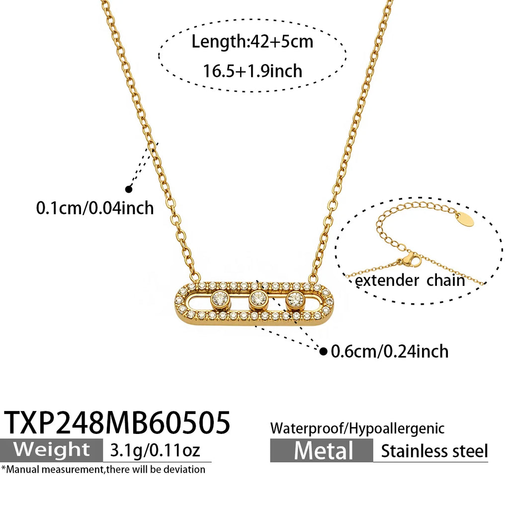 18K Gold Plated Slidable Zircon Jewelry Set