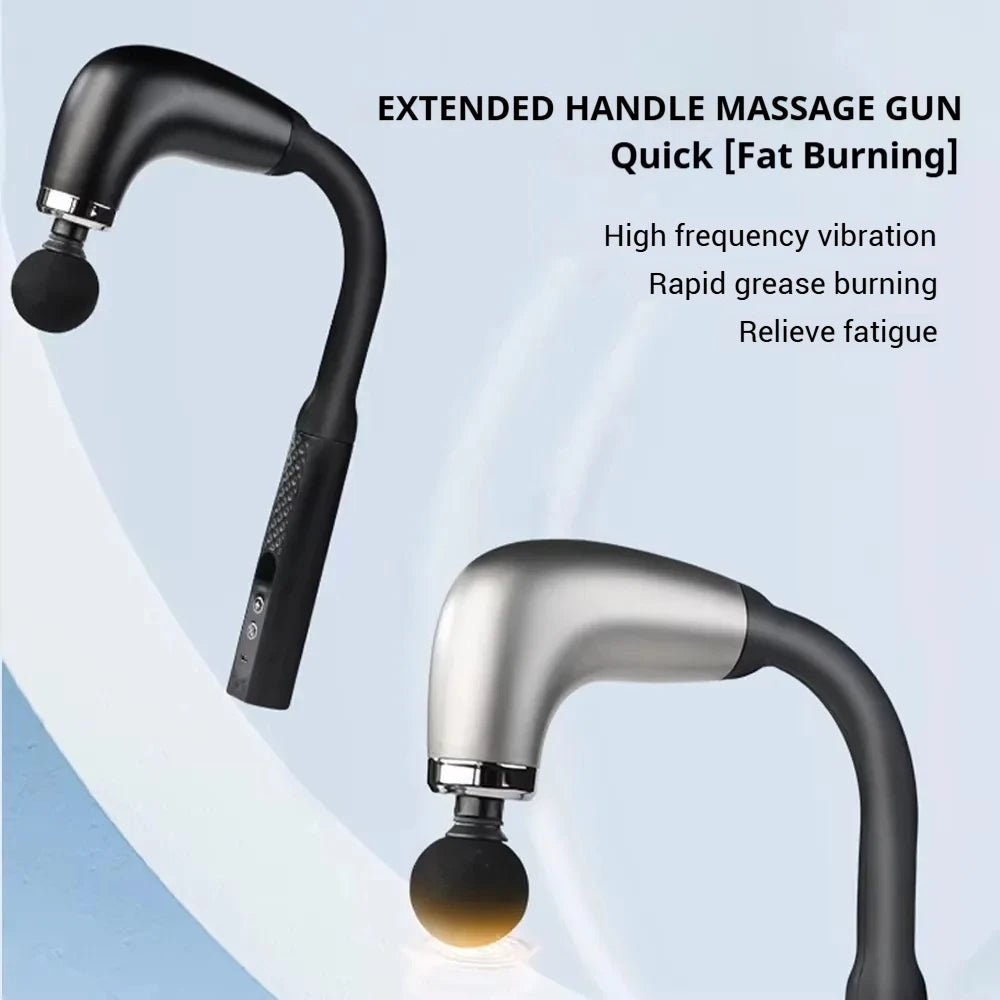 TINSOL Bent Handle Fascia Gun Rechargeable U-Shape Silent High-Frequency Vibration Massager for Muscle Relaxation Back Neck Tool