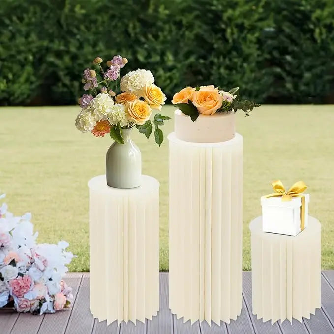 Centerpieces Cardboard Vases Foldable Cardboard Display Columns Stand for Wedding Birthday Party Backdrop Cupcake Decorations