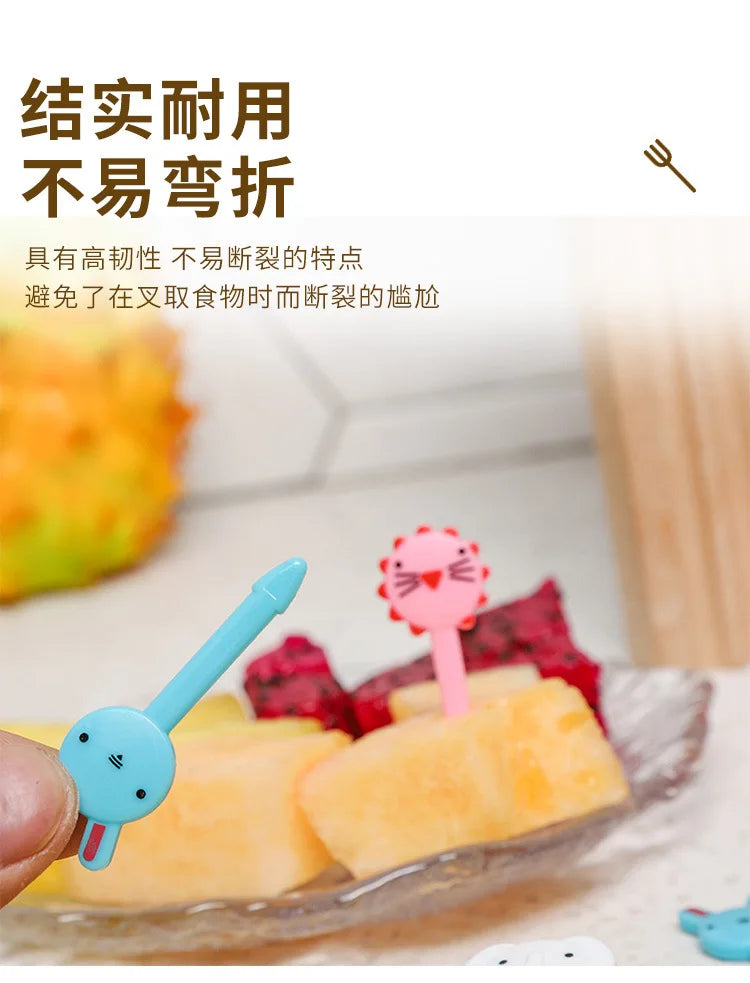 40PCS Fruit Fork Cartoon Kids Cake Fruit Toothpick Mini Animal Fork Food Grade Plastic Bento Lunch Bento Accessories Party Decor