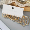 Simple Geometric Block Heart-Shaped Circular Hoop Earrings Retro