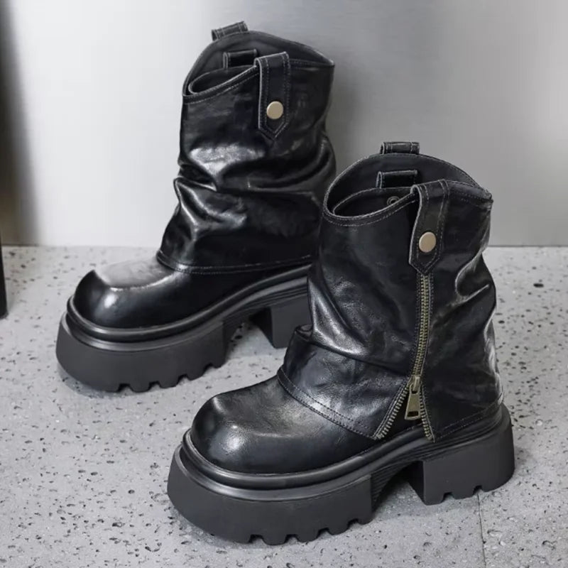 Winter Gothic Style Chunky Boots High Platform Women Ankle Boots