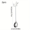 2pcs, Dessert Spoon, Stainless Steel Coffee Spoon, Cute Milk Spoon, Kawaii Cat Stirring Spoon, Reusable Ice Cream Spoon