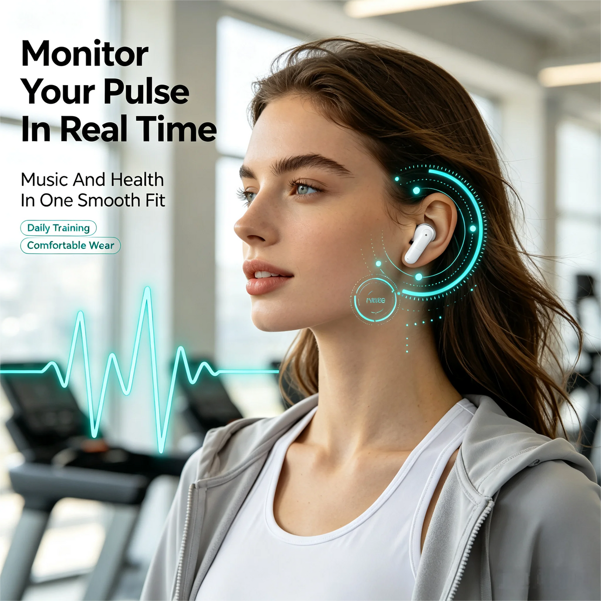 ZZLOVE Heart Rate Monitoring Wireless Headphones TWS Earbuds Noise
