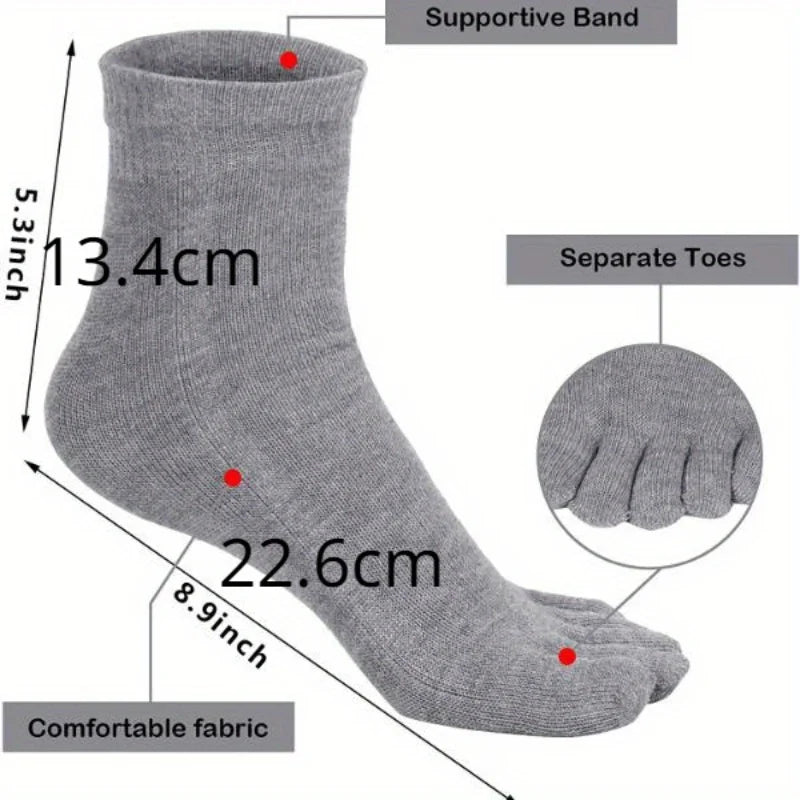 12/5/1pairs Five Finger Socks Pure color Sweat Absorbing Mid Tube Split Toe Socks Toes Socks Sports Tab Socks for Men and Women