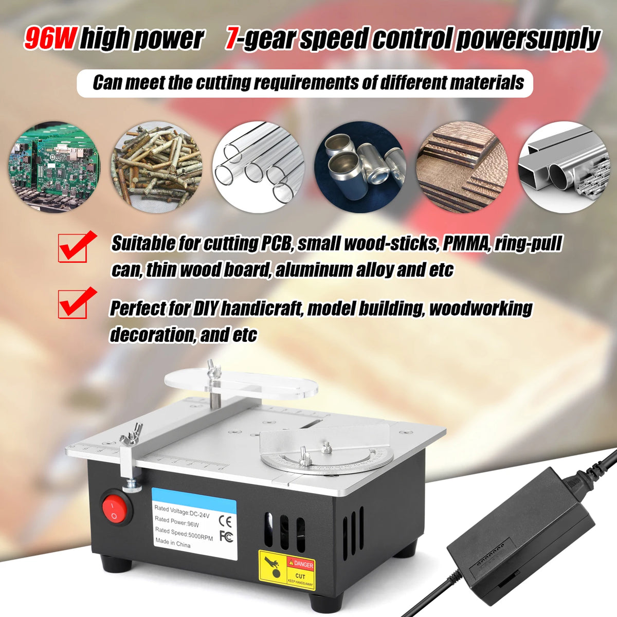 Mini Electric Table Saw 96W 5000RPM Bench Saw Small Household DIY
