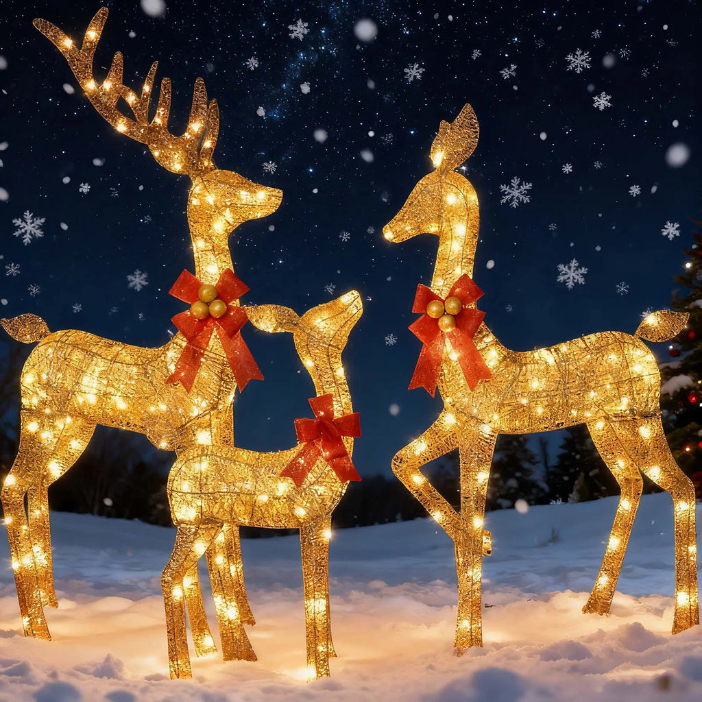 3D 3-Piece Outdoor Reindeer Christmas Decorations