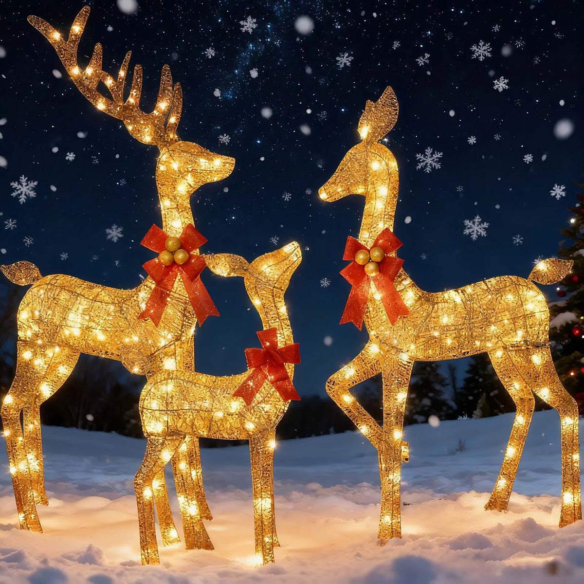 3D 3-Piece Outdoor Reindeer Christmas Decorations