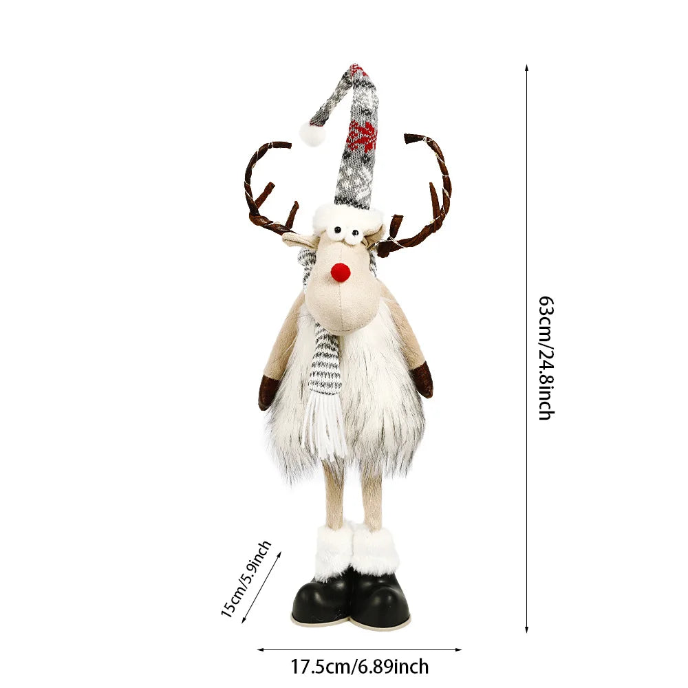 Christmas Large Standing Elk Dolls Navidad Figurine Ornaments With Lights Reindeer For Xmas Kid Gift 2023 New Year Home Decor