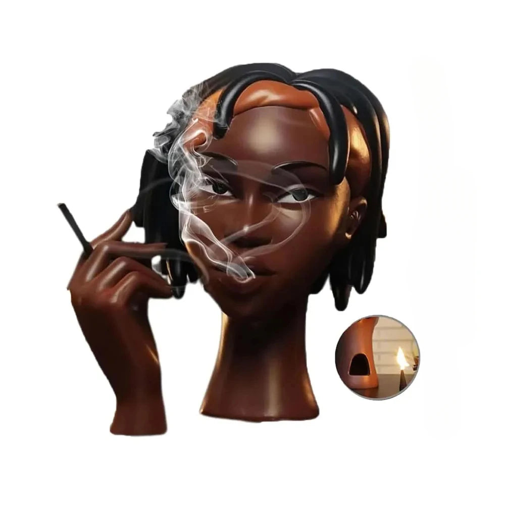 Headscents Head Incense Burner - Black Woman Resin Censer, Incense Stick Holder for Living Room  Headscents