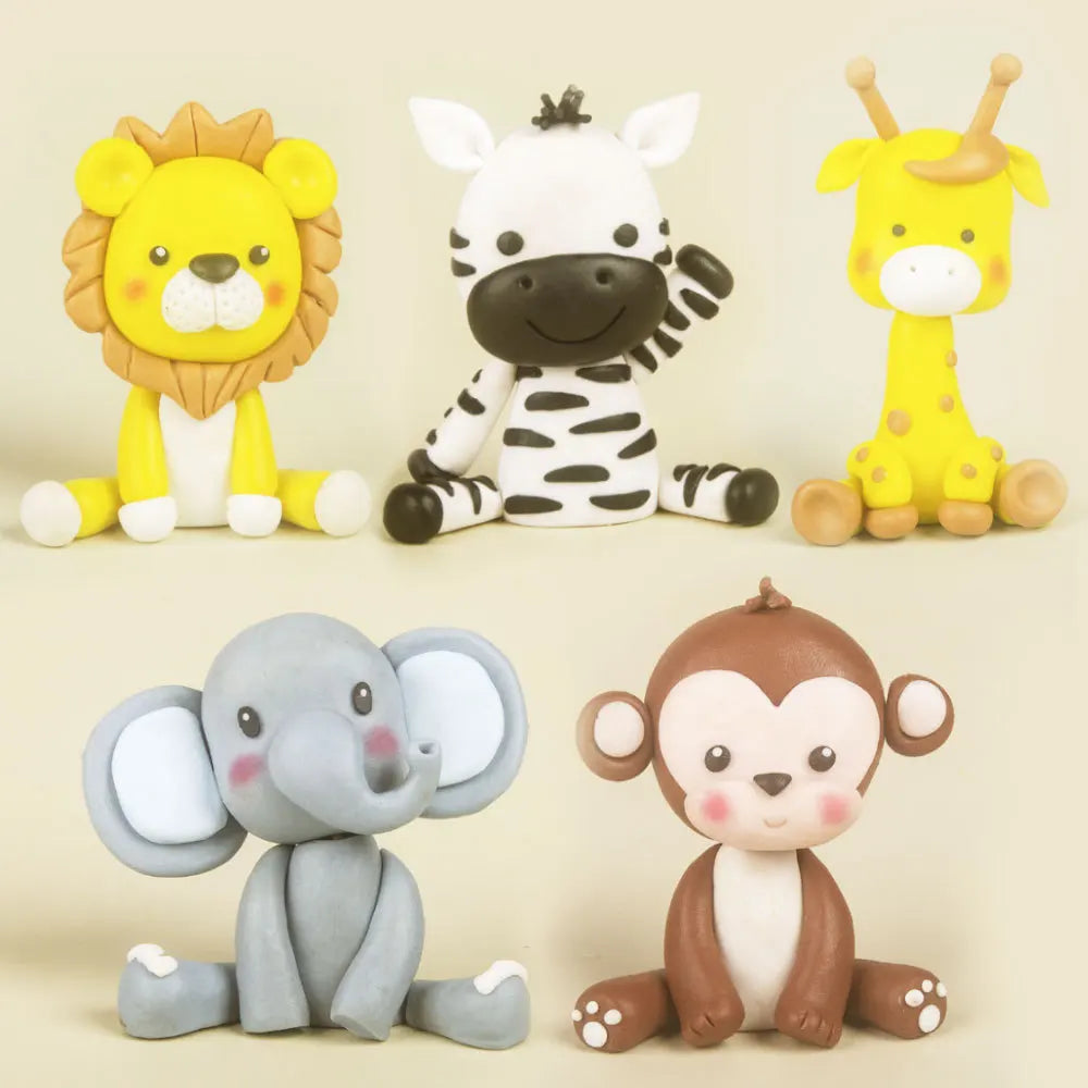 Animals Cake Topper Jungle Safari Birthday Cake Decorations Lion Monkey Elephant Zebra Giraffe Cake Toppers Wild Birthday Decor