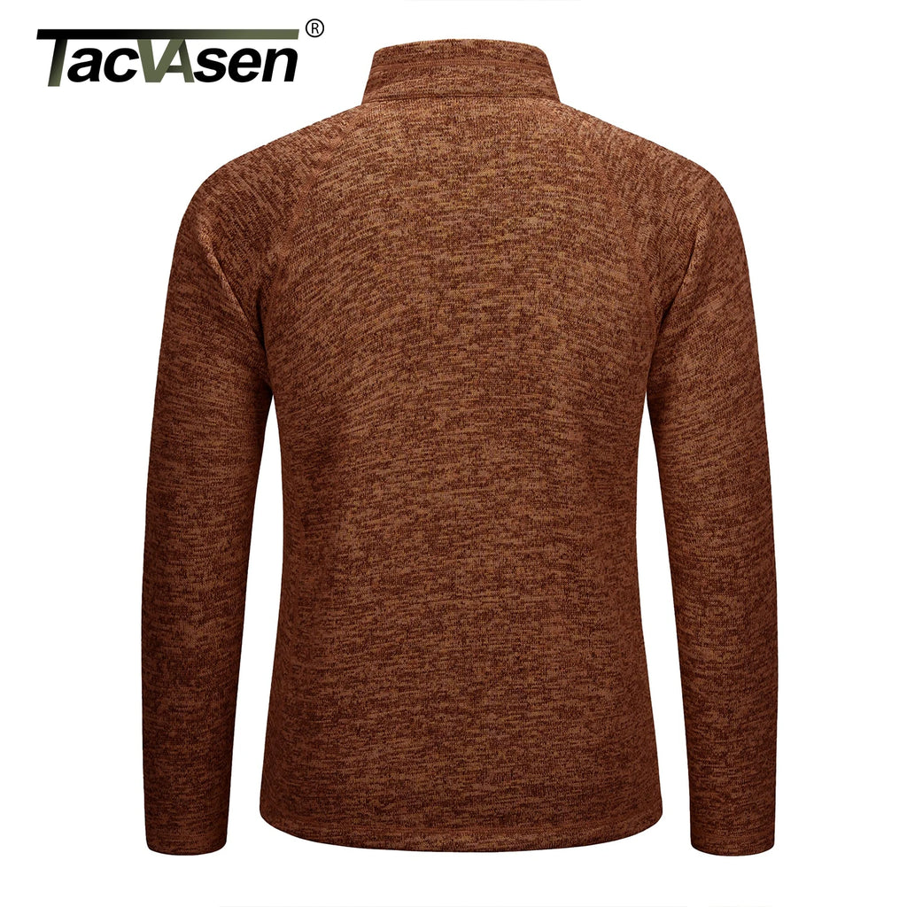 TACVASEN Men's Quarter Zip Pullover Long Sleeve Thermal Fleece Sweater Lightweight Casual Golf Sweatshirt with Zipper Pocket