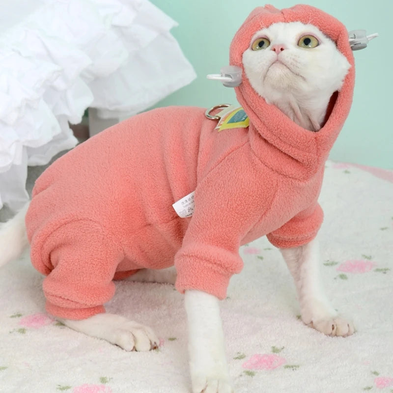 Hooded Fleece Sweater for Sphynx Cats