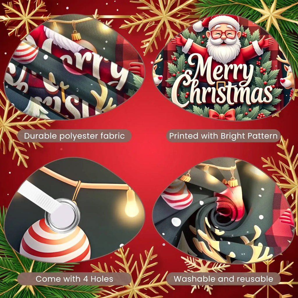 Large Polyester Merry Christmas Banner Indoor/Outdoor and Home Garden Decorations for Holiday New Year Party Backgrounds