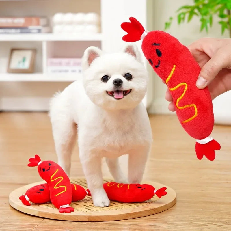Dog Sound Plush Toy Hot Dog Chewing Toy Pet
